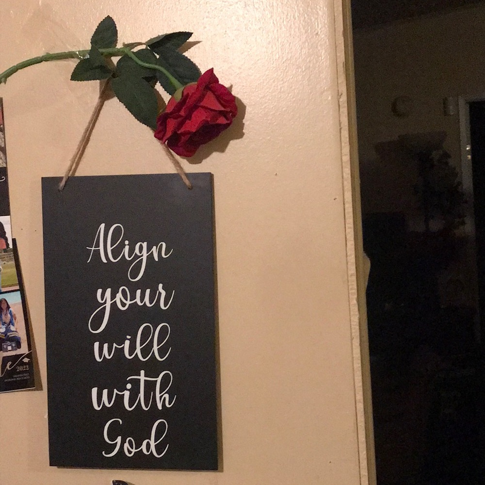 Inspirational message in a wall hanging
